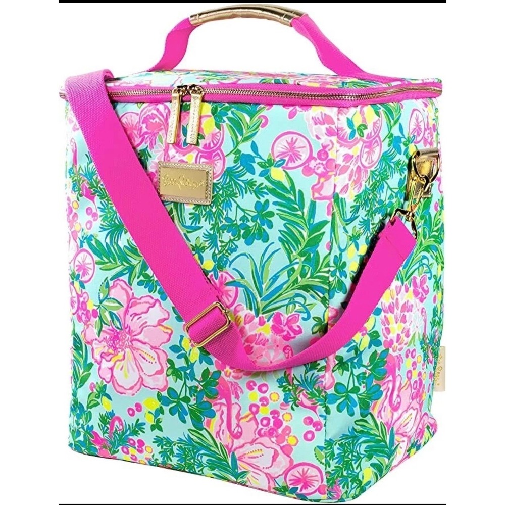 Lilly Pulitzer Insulated Food/Wine Carrier Cooler Fruity Flamingo Pink/Aqua NWT
